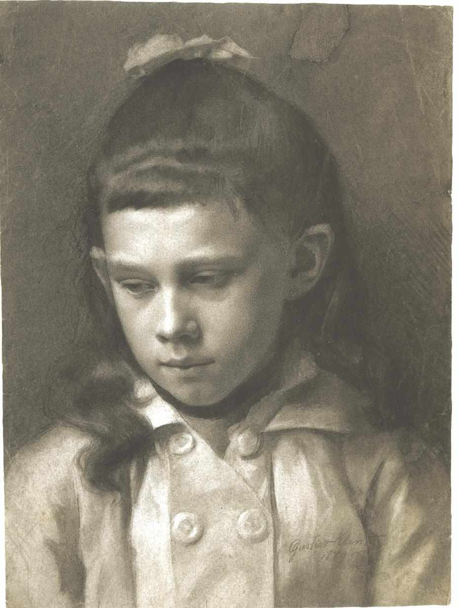 Gustav Klimt - Portrait of a Girl, Head Slightly Turned Left 1879